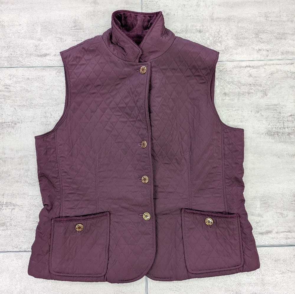 Talbots Women's Diamond Quilted Plum Vest Size Petite Large